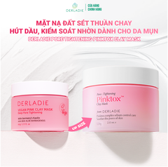 Mặt Nạ Đất Sét Hút Dầu Kiểm Soát Nhờn 12H Derladie Vegan Pink Clay Mask Deep Pore Tightening 60g