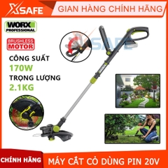 Máy cắt cỏ dùng pin 20V WORX WD163 Cắt cỏ lưỡi cước không chổi than khối lượng 2.5kg khóa an toàn - Chính hãng