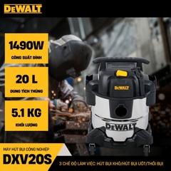 Máy hút bụi Công nghiệp 3 chức năng 20L Dewalt DXV20S