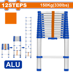 Thang Nhôm Rút Đơn 3.8m Rút 12 Bậc WADFOW WLD5H12