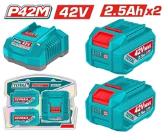 Bộ 2 pin Lithium 42V/ 2.5Ah và 1 sạc 42V Total TFBCPM25221