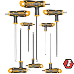 Bộ 8 chìa lục giác bi tay cầm chữ T INGCO HHKT8082 (1 đầu bằng, 1 tròn) Xsafe