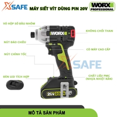 Máy bắn vít mini dùng pin 20V WORX WU290D máy siết vít không chổi than