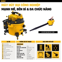 Máy hút bụi công nghiệp 4 chức năng khô/ướt/thổi và chuyển đổi thành máy thổi cầm tay Dewalt DXV234P
