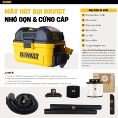 Máy hút bụi 3 chức năng 15L Dewalt DXV15T (1350W – 1.8HP)