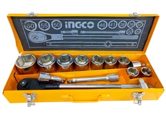 Bộ đầu tuýp có tay vặn 3/4'' 15 chi tiết INGCO HKTS034151