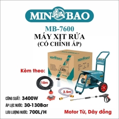 Máy xịt rửa chỉnh áp 3400W MINBAO MB-7600