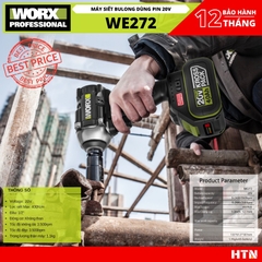 MÁY SIẾT BU LÔNG WE272 400N DÙNG PIN LI-ION 20V – WORX GREEN.