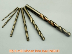 BỘ 6 MŨI KHOAN KIM LOẠI HSS INGCO AKDB1065