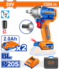 Máy Siết Bu Lông Dùng Pin 20V-330Nm (không Chổi Than) (Kèm 2 Pin 2.0Ah) WADFOW WCD1B33