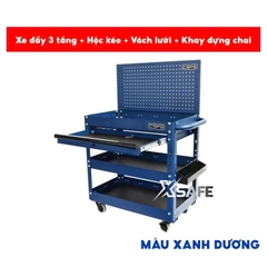 Xe Đẩy Đựng Đồ Nghề Di Động 3 Ngăn CSPS - Ngang 71cm có vách lưới & hộc kéo