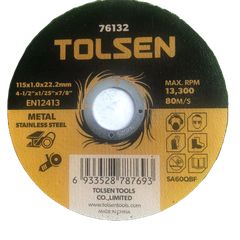 Đĩa cắt sắt & inox mỏng 115x1.0x22.2mm Tolsen 76132