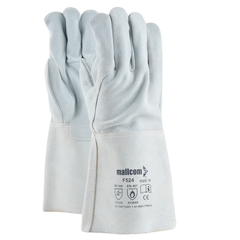 Găng Tay Da Bò Lộn Màu Xám Trắng Mallcom  F524