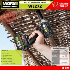 MÁY SIẾT BU LÔNG WE272 400N DÙNG PIN LI-ION 20V – WORX GREEN.