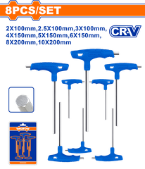 Bộ Cờ Lê Lục Giác Tay Cầm Chữ T 8 Chi Tiết WADFOW WHK1481