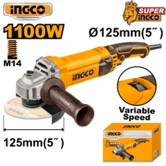 Máy Mài Góc 1100W-125mm (không Kèm Lưỡi) 12000 Vòng/phút INGCO AG110038