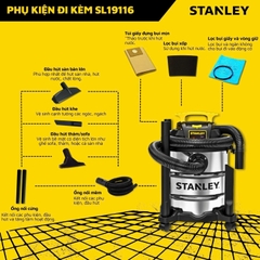 Máy hút bụi Công nghiệp 3 chức năng 23L Stanley SL19116 4.0 PEAK HP