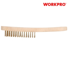Bàn chải sắt bọc đồng tay cầm bằng gỗ, kích thước 4X15 Workpro - WP253004