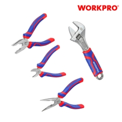 Bộ dụng cụ tổ hợp (gồm 3 kìm và 1 cờ lê điều chỉnh (mỏ lết) 1 Set = 4 cái Workpro - WP201009