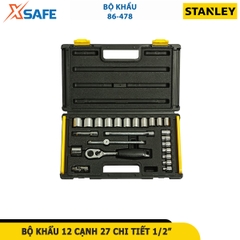 Bộ khẩu 1/2'' 12 cạnh gồm 27 chi tiết metric STANLEY 86-478