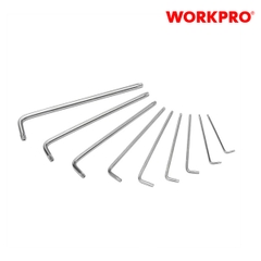Bộ lục giác đầu hình sao kiểu chữ L, loại dài 9 cái (T10,T15,T20,T25,T27,T30, T40, T45, T50) thép hợp kim CR-V Workpro - WP222003