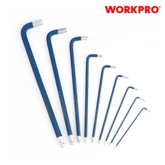 Bộ lục giác đầu bi kiểu L, 9 cái hệ mét (1.5,2,2.5,3,4,5,6,8,10mm) thép hợp kim CR-V Workpro - WP222011