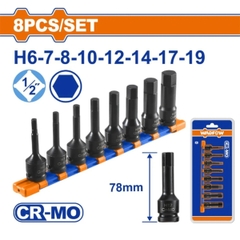 Bộ 8 đầu tuýp đen mũi lục giác 1/2