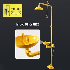 Dụng Cụ Rửa Mắt Khẩn Cấp Khẩn Cấp Đứng Có Tay Cầm, Có Vòi Sen, Có Chân Đạp Inox 304 Phủ Abs Màu Vàng