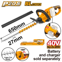 Máy Cắt Tỉa Hàng Rào Dùng Pin  2x20V-650mm (không Kèm Pin Và Sạc) INGCO CHTLI40028