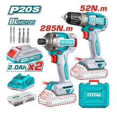 Bộ Combo Máy Khoan & Máy Siết Vít Không Chổi Than Dùng Pin 20V Total TCKLI20272