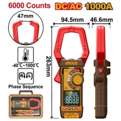 Ampe Kềm Đo AC/DC 1000A-6000 Số Đếm INGCO DCM610002