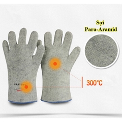 Găng Tay Chịu Nhiệt 300 Độ, Para & Len GKKK Chịu Nhiệt Tới 300 Độ Màu Xám 33cm