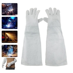 Găng Tay Da Hàn Chống Nóng Chịu Nhiệt Độ Cao Màu Trắng Dài 60cm