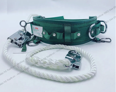 Dây đai an toàn điện lực Adela H117 - Dây đai bụng quàng trụ 2 móc thép không gỉ