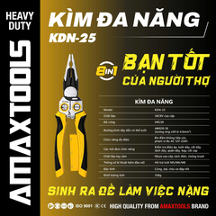 Kìm Điện Đa Năng 8 Trong 1 Amaxtools KDN-25, Cắt Và Tuốt Dây