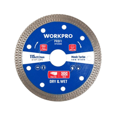 Lưỡi Cưa Đĩa Cắt Kim Cương Turbo Răng Lưới Siêu Mỏng 125x222x10mm Workpro WP405061