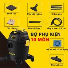 Máy hút bụi 3 chức năng - Khô/Ướt/Thổi Stanley USA - SL19301P-4A. Công suất 1.8HP, dung tích 15l.