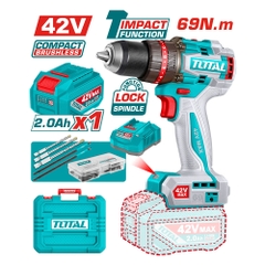 Máy Khoan Búa Không Chổi Than Dùng Pin 42V Total TIDLI426981