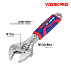 Mỏ lết (Cờ lê điều chỉnh được) thép CR-V cán nhựa 8 inch 200mm Workpro - WP272011
