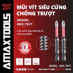 Mũi Vít Chống Trượt Amaxtools HEX-75CT