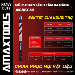 Mũi Khoan Lệch Tâm Amaxtools AK-HEX10 10mm, Khoan Đá Và Bê Tông