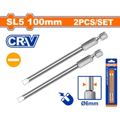 Bộ 2 Mũi Vít Dẹp Nối Dài SL5x100mm WADFOW WSV9KSL5