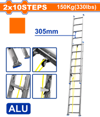 Thang Nhôm Trượt Xếp Kéo Dài 2x10 Bậc WADFOW WLD8H20