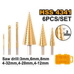 Bộ 6 Món Mũi Khoan Tháp 4-32mm Và Mũi Khoan Răng Cưa INGCO AKSDS2061
