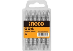 Bộ mũi vít bake, dẹp 2 đầu 10 cái PZ2,SL6x65mm INGCO SDB21ZL133