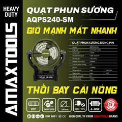 Quạt Phun Sương Amaxtools AQPS240-SM 40W, Dùng Điện Và Pin 21V