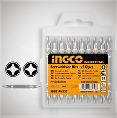 Bộ mũi vít bake 2 đầu 10 cái PH2x50mm INGCO SDB21PH223 Xsafe