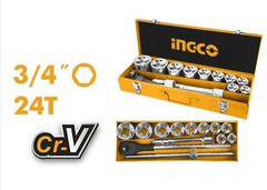 Bộ đầu tuýp có tay vặn 3/4'' 15 chi tiết INGCO HKTS034151 chính hãng