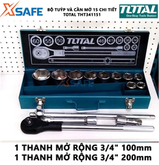 Bộ 15 đầu tuýp 3/4 inch Total THT341151 xsafe