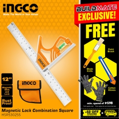 Thước vuông kết hợp cán nhựa 300mm INGCO HSR530255 chính hãng